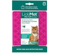 LickiMat Mini Tuff Buddy Cat Food Mat, Cat Slow Feeder for Boredom & Anxiety Relief for Cats, Perfect for Food, Treats, Yoghurt & Peanut Butter, Fun Alternative to a Slow Feeding Bowl, Pink
