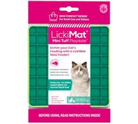 LickiMat Mini Tuff Playdate Cat Food Mat, Cat Slow Feeder for Boredom & Anxiety Relief for Cats, Perfect for Food, Treats, Yoghurt & Peanut Butter, Fun Alternative to a Slow Feeding Bowl, Green