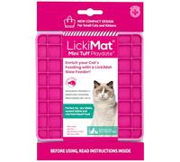 LickiMat Mini Tuff Playdate Cat Food Mat, Cat Slow Feeder for Boredom & Anxiety Relief for Cats, Perfect for Food, Treats, Yoghurt & Peanut Butter, Fun Alternative to a Slow Feeding Bowl, Pink