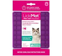 LickiMat Mini Tuff Playdate Cat Food Mat, Cat Slow Feeder for Boredom & Anxiety Relief for Cats, Perfect for Food, Treats, Yoghurt & Peanut Butter, Fun Alternative to a Slow Feeding Bowl, Purple