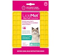 LickiMat Mini Tuff Playdate Cat Food Mat, Cat Slow Feeder for Boredom & Anxiety Relief for Cats, Perfect for Food, Treats, Yoghurt & Peanut Butter, Fun Alternative to a Slow Feeding Bowl, Yellow