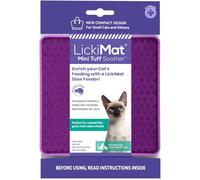 LickiMat Mini Tuff Soother Cat Food Mat, Cat Slow Feeder for Boredom & Anxiety Relief for Cats, Perfect for Food, Treats, Yoghurt & Peanut Butter, Fun Alternative to a Slow Feeding Bowl, Purple
