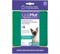 LickiMat Mini Tuff Soother Cat Food Mat, Cat Slow Feeder for Boredom & Anxiety Relief for Cats, Perfect for Food, Treats, Yoghurt & Peanut Butter, Fun Alternative to a Slow Feeding Bowl, Green