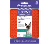 LickiMat Mini Tuff Soother Cat Food Mat, Cat Slow Feeder for Boredom & Anxiety Relief for Cats, Perfect for Food, Treats, Yoghurt & Peanut Butter, Fun Alternative to a Slow Feeding Bowl, Orange