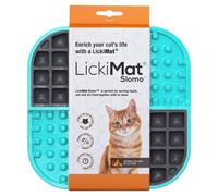LickiMat Slomo, Cat Slow Feeder Lick Mat, Boredom anxiety reducer; perfect for food, treats, yogurt, or peanut butter. Fun Alternative to a Slow Feed Cat Bowl or Dish, Turquoise