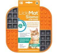 LickiMat Slomo, Cat Slow Feeder Lick Mat, Boredom anxiety reducer; perfect for food, treats, yogurt, or peanut butter. Fun Alternative to a Slow Feed Cat Bowl or Dish, Orange