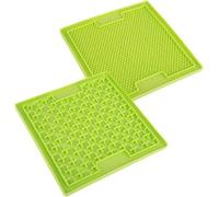 Lickimat Slow Feeder for Dogs, Boredom & Anxiety Reducer; for Food, Treats, Yogurt, or Peanut Butter. Fun Alternative to a Slow Feed Dog Bowl, 2-Pack Classic Dog Buddy & Soother, Green