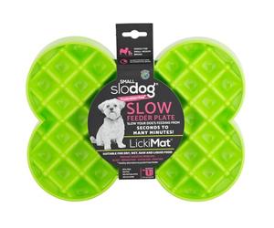 LickiMat Small Slodog Suitable for Wet Food, Raw Food, Kibble and Treats. Perfect Fun Feeder for Small and Medium-Sized Dogs. No Gulp and No Frustration, Green.