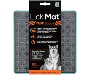 Lickimat Tuff, Heavy-Duty Buddy, Dog Slow Feeder Lick Mat, Boredom Anxiety Reducer; Perfect for Food, Treats, Yogurt, or Peanut Butter, Fun Alternative to a Slow Feed Dog Bowl, Turquoise