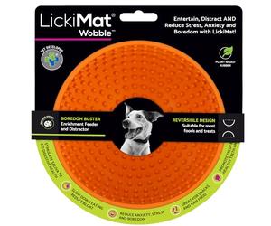 LickiMat Wobble, Dog Slow Feeder Bowl Lick Mat, Boredom Anxiety Reducer; Perfect for Food, Treats, Yogurt, or Peanut Butter. Fun Alternative to a Slow Feed Dog Bowl, Orange
