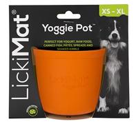 LickiMat Yoggie Pot - Distraction, Fun and Enrichment. Long Lasting Rubber Licking Treat Dispenser for All Dog Sizes and Slow Feeder for Small Dogs. The Newest LickiMat, Orange