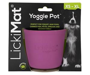 LickiMat Yoggie Pot - Distraction, Fun and Enrichment. Long Lasting Rubber Licking Treat Dispenser for All Dog Sizes and Slow Feeder for Small Dogs. The Newest LickiMat, Purple