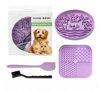 Licking Mat for Dogs Cats Premium Lick Pad for Anxiety Relief Slow Feeder Dog Bowls Slow Anti-Knock Cat Basin Pet Non-Slip Cat Food Utensils Feeding Mat Cleaning Set