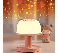 LICKLIP Toddler Night Light Lamp, Dimmable LED Bedside Lamp with Star Projector, Kids Lights Timer Design & Color Changing, Portable Rechargeable Cute Gifts for Children Bedroom