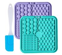 Licky Mats for Dogs and Cats, 100% Food Grade Lick Mats For Dogs & Cat Food Mat BPA Free Dog Mat,Easy to Clean Lick Mats Pet Slow Feeder with Suction Cups,2 Pack with 1 Spatula (purple blue, general)