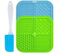 Licky Mats for Dogs and Cats, 100% Food Grade Lick Mats For Dogs & Cat Food Mat BPA Free Dog Mat,Easy to Clean Lick Mats Pet Slow Feeder with Suction Cups,2 Pack with 1 Spatula (Green, BIG)