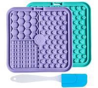 Licky Mats for Dogs and Cats 2 Pcs, Dog Lick Mats with Suction Cups Easy to Clean Pet Slow Feeder, Premium Lick Mats for Dog Anxiety Relief (Purple, Small)