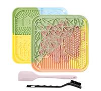 Licky Mats for Dogs and Cats, Pack of 2 Dog Lick Mat Suction Cups for Anxiety Relief, Pet Slow Feeding Bathing and Training, Dog Food Mats with Cleaning Brush and Spatula
