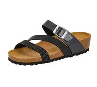 Lico Women's Natural Glitter Mules, Black, 6 UK