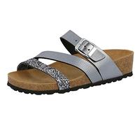 Lico Women's Natural Glitter Mules. Grey Size: 8 UK