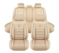 LICOME Car Seat Covers for Fiat Panda 2004-2012, Leather Car Seat Cover Full Set 5 Seats, Front Rear Seat Protectors Waterproof Breathable, Interior Upgrade,E Beige