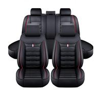 LICOME Car Seat Covers for Fiat Panda 2013 2014 2015, Leather Car Seat Cover Full Set 5 Seats, Front Rear Seat Protectors Waterproof Breathable, Interior Upgrade,A Black Red