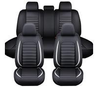 LICOME Car Seat Covers for Subaru Legacy BN/BS 6.Gen 2015-2020, Leather Full Set Seat Protector, Waterproof Front Rear Cover Seats, All-Weather Interior Accessories,C Black+White