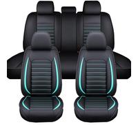 LICOME Car Seat Covers for VW T6 California 2016-2023, Leather Full Set Seat Protector, Waterproof Front Rear Cover Seats, All-Weather Interior Accessories,B Black+Blue