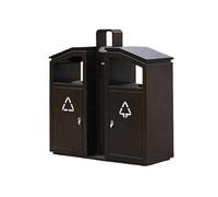 LICONG-2020 Outdoor Garbage Can Outdoor Double Bin Rubbish Metal Garbage Can for Hotel Street Public Places