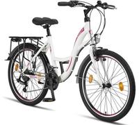 Licorne Bike Stella Premium City Bicycle White - 24-inch Bike - 21 Gear Speeds - Bike for Girls, Boys, Men and Women- City Bike for cycling - includes tools