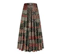 LiCot Women's Maxi Skirt with Pockets High Waisted Casual A-Line Pleated Long Skirts, Green Floral1, XXL