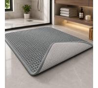 LICOZYVE Upgraded Non-slip Bathroom Rugs 60 * 40, Super Soft Chenille Bath Mats, Extra Absorbent Quick Dry Bath Rugs, Machine Washable Mats, Grey