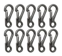LICQIC 10 Pcs Paracord Keyring, Tiny Carabiner Clip, Mini Carabiner Keyring for Keys, Backpack, Fishing, Camping, Outdoor (L, Grey)