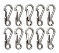LICQIC 10 Pcs Paracord Keyring, Tiny Carabiner Clip, Mini Carabiner Keyring for Keys, Backpack, Fishing, Camping, Outdoor (S, Silver)