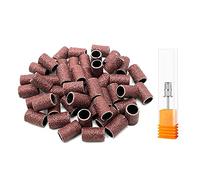 LICQIC 100 Pcs 80# Drill Sanding Bands, Grit for 3/32 Shank Inch, for Electric Files & Drills, to Polish Art Acrylic Gel Fake Nails, Brown