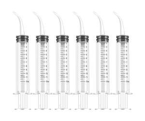 LICQIC 12 ml Oral Irrigator Syringe With Curved Tip, 6 Pcs