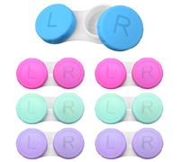 LICQIC 12 Packs Contact Lens Cases with Left/Right Caps, Contact Lenses Holder Box, Portable Leak-Proof Contact Lens Container for Home Travel Outdoor, 4 Colors