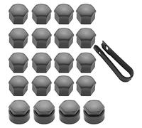 LICQIC 17mm Wheel Nut Covers, 20 Pcs Car Wheel Nut Caps (16 Standard + 4 Locking), Universal Wheel Bolt Covers with Removal Tool, Gloss Grey