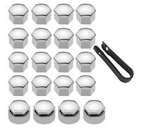 LICQIC 17mm Wheel Nut Covers, 20 Pcs Car Wheel Nut Caps (16 Standard + 4 Locking), Universal Wheel Bolt Covers with Removal Tool, Gloss Silver