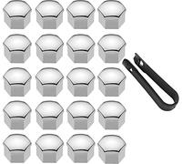 LICQIC 19 mm Wheel Nut Covers, 20 Pcs Car Wheel Nut Caps, Universal Wheel Bolt Covers with Removal Tool, Gloss Silver