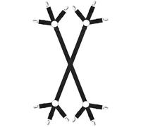 LICQIC 2 Pcs Bed Sheet Clips, Bed Sheet Holder, Bed Sheet Suspenders for Bedding, Keepers, Bedsheet Tie Downs (Black, Long Type 3 Clips)