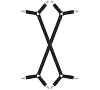 LICQIC 2 Pcs Bed Sheet Clips, Bed Sheet Holder, Bed Sheet Suspenders for Bedding, Keepers, Bedsheet Tie Downs (Black, Long Type 2 Clips)