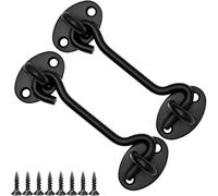 LICQIC 2 PCS Cabin Hook, Gate Latch Hook, Stainless Steel Eye Latch for Garage,Shed Door,Window (100 MM, Black)