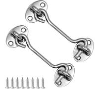 LICQIC 2 PCS Cabin Hook, Gate Latch Hook, Stainless Steel Eye Latch for Garage,Shed Door,Window (100 MM, Silve)