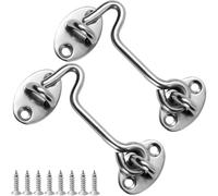 LICQIC 2 Pcs Cabin Hook, Gate Latch Hook, Stainless Steel Eye Latch for Garage, Shed Door, Window