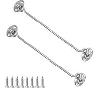 LICQIC 2 PCS Cabin Hook, Gate Latch Hook, Stainless Steel Eye Latch for Garage,Shed Door,Window (250 MM, Silve)