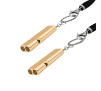 LICQIC 2 pcs Emergency Survival Whistle, Double Barrel Safety Whistle with Lanyard for Camping Survival, Boating, Hiking, Pet Training (Gold)