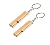 LICQIC 2 pcs Emergency Survival Whistle, Double Tubes Safety Whistles for Camping Survival, Boating, Hiking, Pet Training (Gold)
