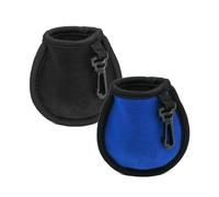 LICQIC 2 PCS Golf Ball Cleaner Pouch, Double Layer Waterproof Golf Ball Cleaning Bag with Grommet for Golf Carts Belt Golf (Black+Blue)