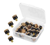 LICQIC 20 Pcs Pool Cue Tips Screw On, 9 mm Pool Queue Tips with Plastic Storage Box, for Pool Cues and Snooker, Brown
